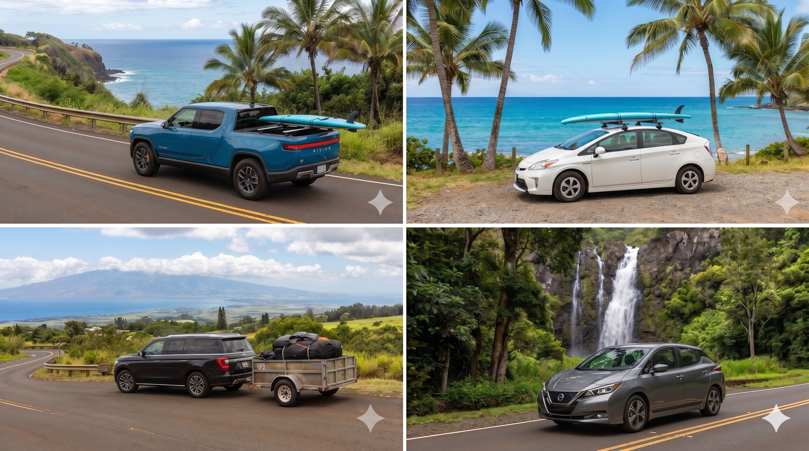Fleet of modern rental cars available on Maui